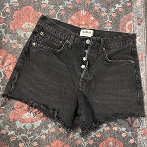 AGOLDE High-Rise Black Denim Cutoff Shorts- Women’s Size 26